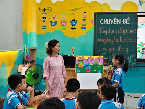 Chuyên đề Khối 4 - Học kì II:  Ứng dụng Mỹ thuật trong dạy học kiến trúc truyền thống  thông qua tiết dạy minh họa bài:  Tạo hình nhà rông .