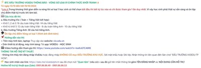 Btc đấu trường vioedu thông báo - vòng sơ loại 01 chính thức khởi tranh