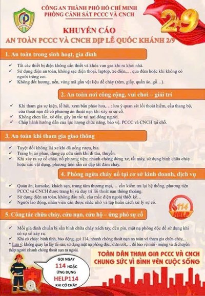 🔥✨Khuyến cáo an toàn Phòng cháy chữa cháy và cứu hộ cứu nạn dịp lễ Quốc khánh 2/9
