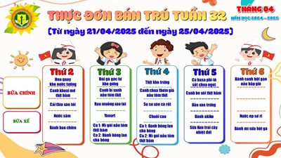 Thực đơn Tuần 32 (Từ ngày 21/04/2025 - 25/04/2025)