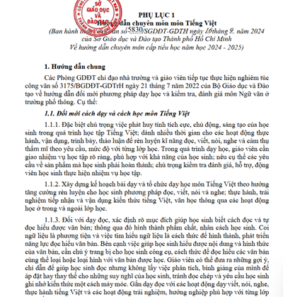 Phụ lục 1 - Hướng dẫn chuyên môn Tiếng Việt