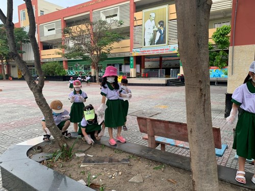 Học sinh tham gia trực vườn trường - 30.11.2023