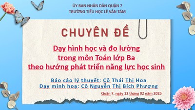 Chuyên đề  Dạy hình học và đo lường trong môn Toán lớp Ba theo hướng phát triển năng lực học sinh 
