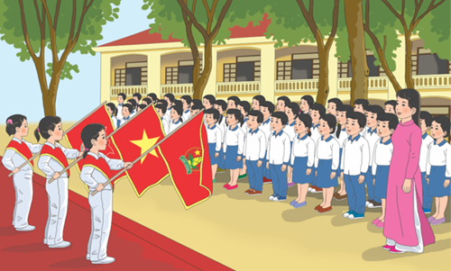 Chào cờ ngày 10/03/2025, truyền thông y tế học đường phòng chống bệnh đau mắt đỏ và Sinh hoạt chủ điểm kể chuyện Bác Hồ, hoạt động trải nghiệm yêu thương gia đình
