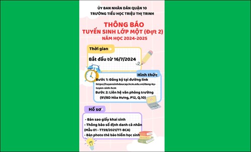 Thông báo tuyển sinh lớp Một - đợt 2