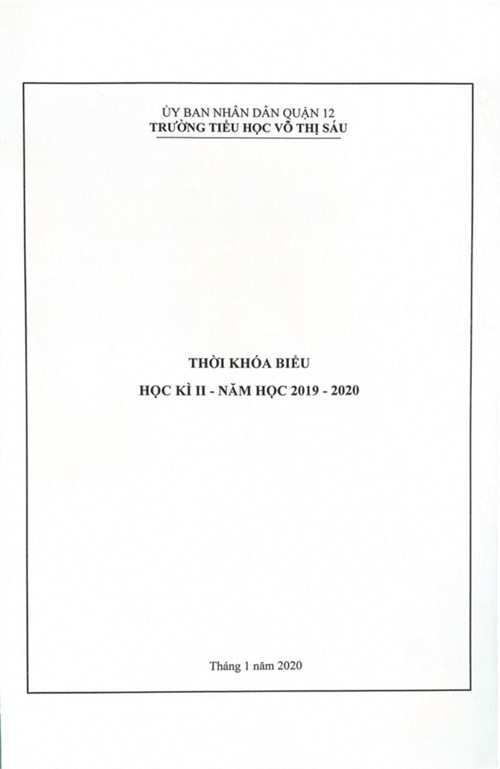 Thời Khóa Biểu HK II - Năm học 2019 - 2020