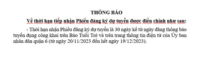 Về thời hạn tiếp nhận Phiếu đăng ký dự tuyển viên chức