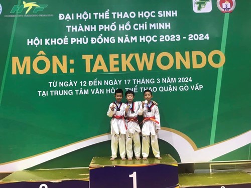 Trường Tiểu học An Bình xuất sắc đạt 3 Huy chương Vàng; 1 Huy chương Bạc và 1 Huy chương Đồng môn Taekwondo trong Đại hội thể thao học sinh TPHCM - Hội khỏe Phù Đổng NH 2023-2024