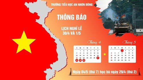 Thông báo lịch nghỉ lễ 30/4 và 01/5