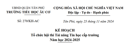 Kế hoạch tổ chức Hội thi Tài năng Tin học cấp trường