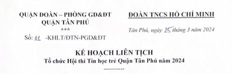 Kế hoạch tổ chức Hội thi Tin học trẻ quận Tân Phú