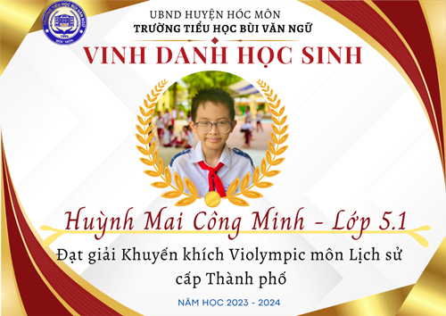Chúc mừng học sinh đạt giải Violympic môn Lịch sử cấp Thành phố năm học 2023-2024