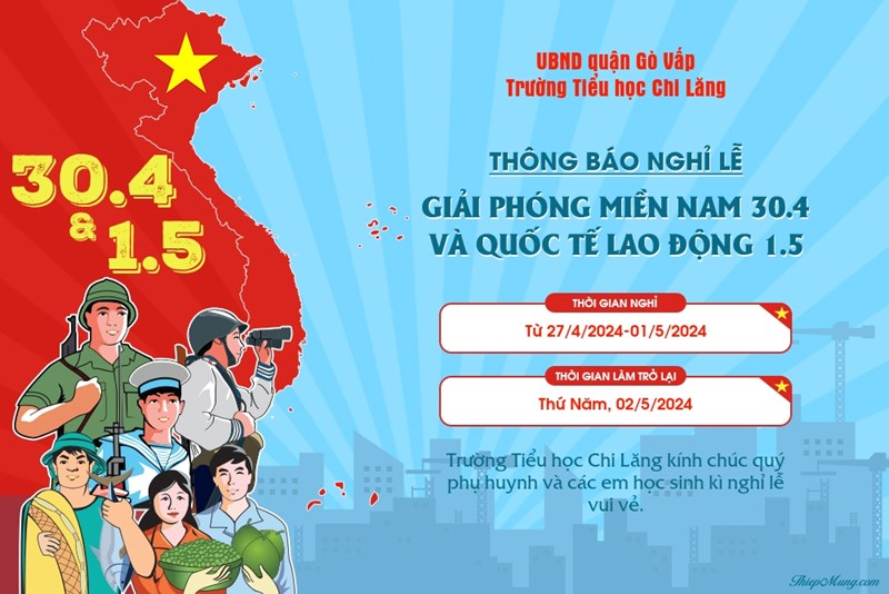 Thông báo về việc nghĩ lễ 30/4 và 01/5