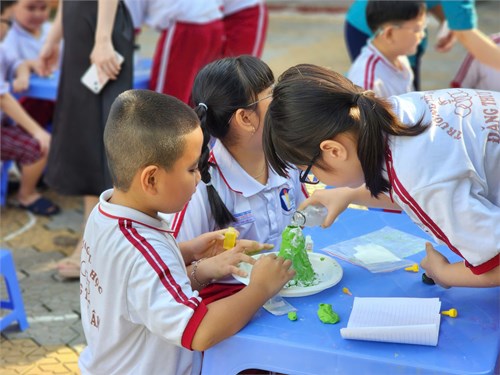 Hoạt động trải nghiệm Khoa học bằng Tiếng Anh với chủ đề  Mô hình Núi lửa phun trào .