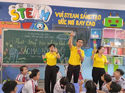Hoạt động trải nghiệm với chủ đề  Sắc màu bông tuyết  tổ khối 4