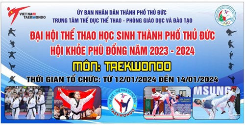 Thi đấu Taekwondo tại Đại hội Thể thao Học sinh thành phố Thủ Đức - Hội khỏe Phù Đổng năm học 2023-2024 (trận 3, áo giáp đỏ)