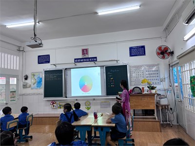 Tiết học mở vui tươi của các em học sinh lớp Hai 1 Trường tiểu học Hòa Bình