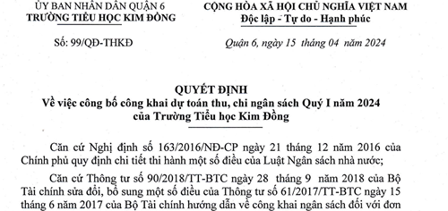 QUYẾT ĐỊNH 99/QĐ-THKĐ  Ngày 15/04/2024