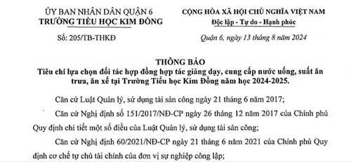 THÔNG BÁO 205/TB-THKĐ ngày 13/08/2024.