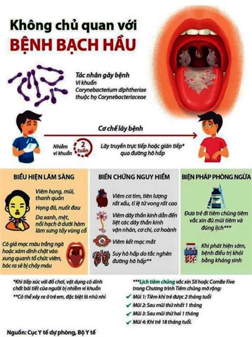 ❤❤ Trường Tiểu học Lương Thế Vinh gửi thông tin đến Quý phụ huynh và học sinh tham khảo về triệu chứng bệnh, biểu hiện, cách phòng bệnh Bạch hầu.
