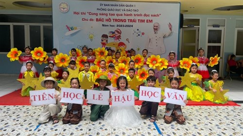 Xin chúc mừng thầy cô và các em học sinh Tiểu học Nguyễn Huệ đã đạt nhiều giải thưởng cao Hội thi “Cùng sáng tạo qua hành trình đọc sách” chủ đề “Bác Hồ trong trái tim em”