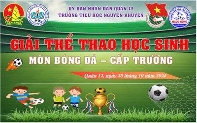 🌈⚽️ GIẢI THỂ THAO HỌC SINH MÔN BÓNG ĐÁ - CẤP TRƯỜNG⚽️🌈 ☘️☘️Nhằm tiếp tục duy trì và đẩy mạnh phong trào “Toàn dân rèn luyện thân thể theo gương Bác Hồ vĩ đại” giai đoạn 2021 – 2030 trên địa bàn Thành phố Hồ Chí Minh. ☘️☘️ Ngày 20/10/2024 Trường Tiểu học Nguyễn Khuyến phối hợp cùng Trung Tâm Đào tạo Bóng đá Ngọc Hùng TPHCM tổ chức Giải thể thao học sinh cấp trường - môn bóng đá.