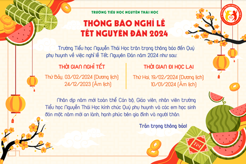 Thông báo lịch nghỉ tết nguyên đán năm 2024
