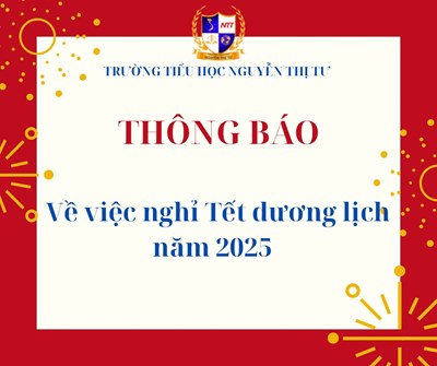 Thông báo về việc nghỉ Tết Dương lịch năm 2025