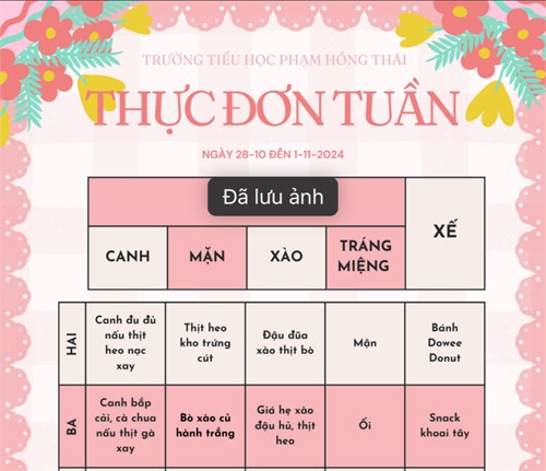 Thực đơn tuần 8