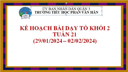 Kế hoạch bài dạy các lớp Khối 2, tuần 21 (từ ngày 29/01/2024 đến 02/02/2024), năm học 2023-2024