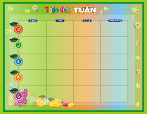 Thức đơn bán trú từ ngày 18.3 đến ngày 22.3.2024