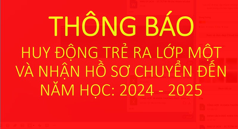 Thông báo huy động trẻ ra lớp một và nhận hồ sơ chuyển đến