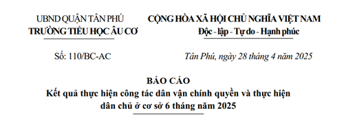 Báo cáo kết quả thực hiện công tác dân vận chính quyền và thực hiện dân chủ ở cở sở 6 tháng năm 2025