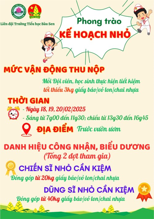 Thông báo về việc tổ chức Hội thu “Kế hoạch nhỏ” - đợt 2 năm học 2024 - 2025