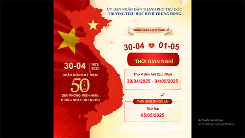 Thông báo Lịch nghỉ Lễ 30/04/2025 và 01/05/2025!