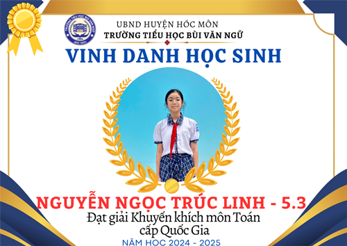 Em Nguyễn Ngọc Trúc Linh lớp 5.3 đạt giải Khuyến khích Violympic Toán cấp Quốc gia năm học 2024-2025