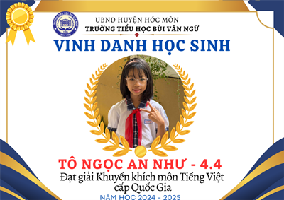 Em Tô Ngọc An Như lớp 4.4 đạt giải Khuyến khích Violympic Tiếng Việt cấp Quốc gia năm học 2024-2025
