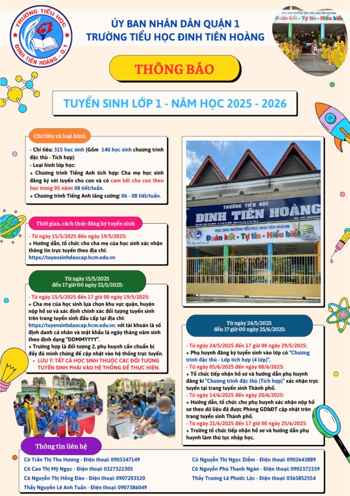 Tuyển sinh lớp 1 năm học 2025 -2026