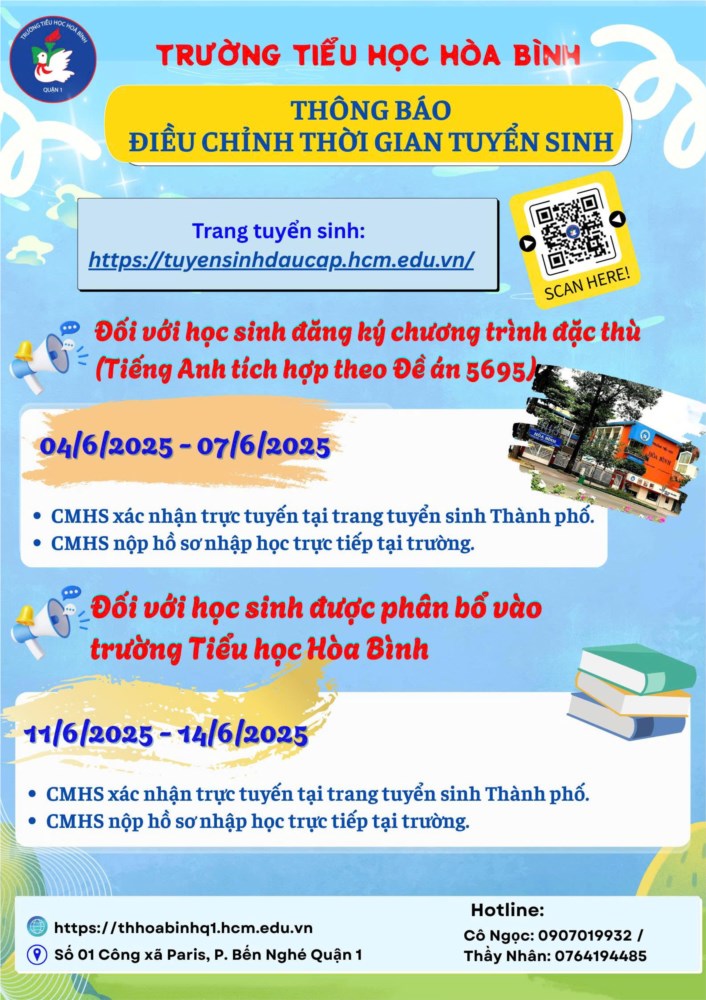 Thông báo thay đổi thời gian tuyển sinh và nộp hồ sơ vào Trường.