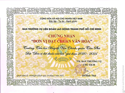 🌼 Sáng ngày 02/4/2025, Trường Tiểu học Huỳnh Văn Chính vinh dự được công nhận  ĐƠN VỊ ĐẠT CHUẨN VĂN HÓA  giai đoạn 2020-2024. Đây vừa là sự ghi nhận những thành tích mà đơn vị đã nỗ lực để đạt được trong thời gian qua vừa là nguồn cổ vũ, động viên đơn vị tiếp tục thi đua trong giai đoạn tiếp theo.🌹🌹🌹