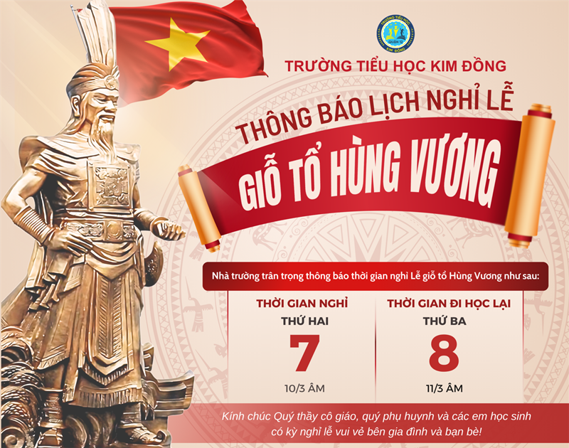 Thông báo lịch nghỉ lễ Giỗ Tổ Hùng Vương