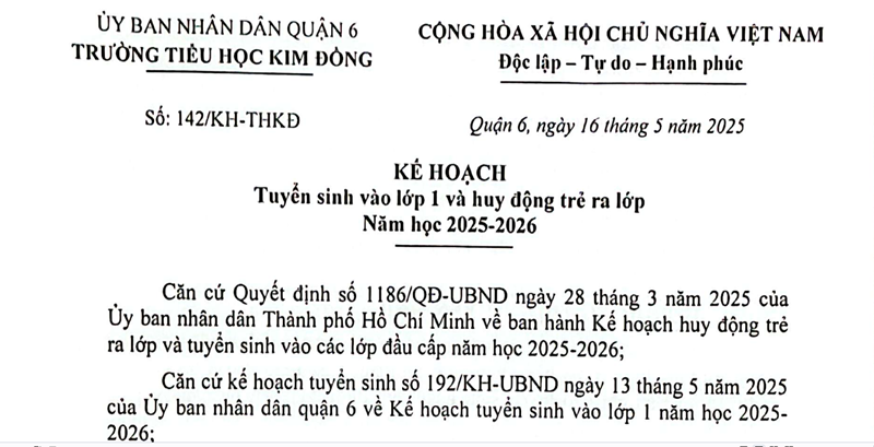 Kế Hoạch 142/KH-THKĐ ngày 16/5/2025.