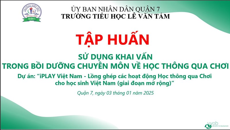 Tập huấn sử dụng khai vấn trong bồi dưỡng chuyên môn về Học thông qua Chơi