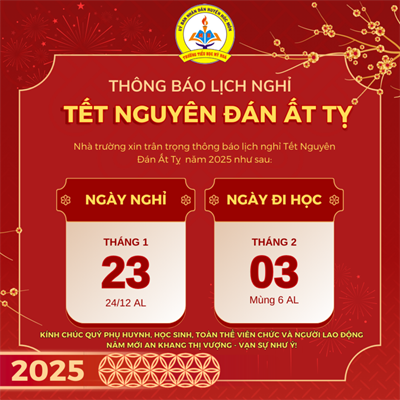 Thông báo lịch nghỉ Tết Nguyên Đán 2025