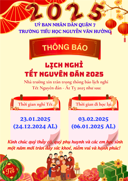 Thông báo lịch nghỉ Tết Nguyên đán năm 2025