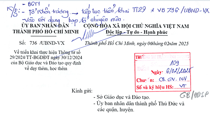 Triển khai thực hiện Thông tư số 29.2024.TT-BGDĐT ngày 30.12.2024 của BGDĐT quy định về dạy thêm học thêm