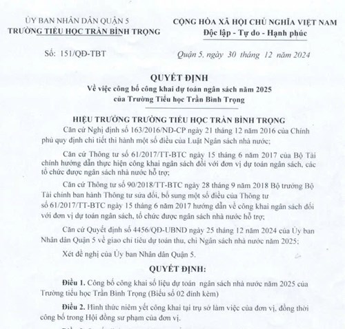 Công khai dự toán ngân sách nhà nước năm 2025